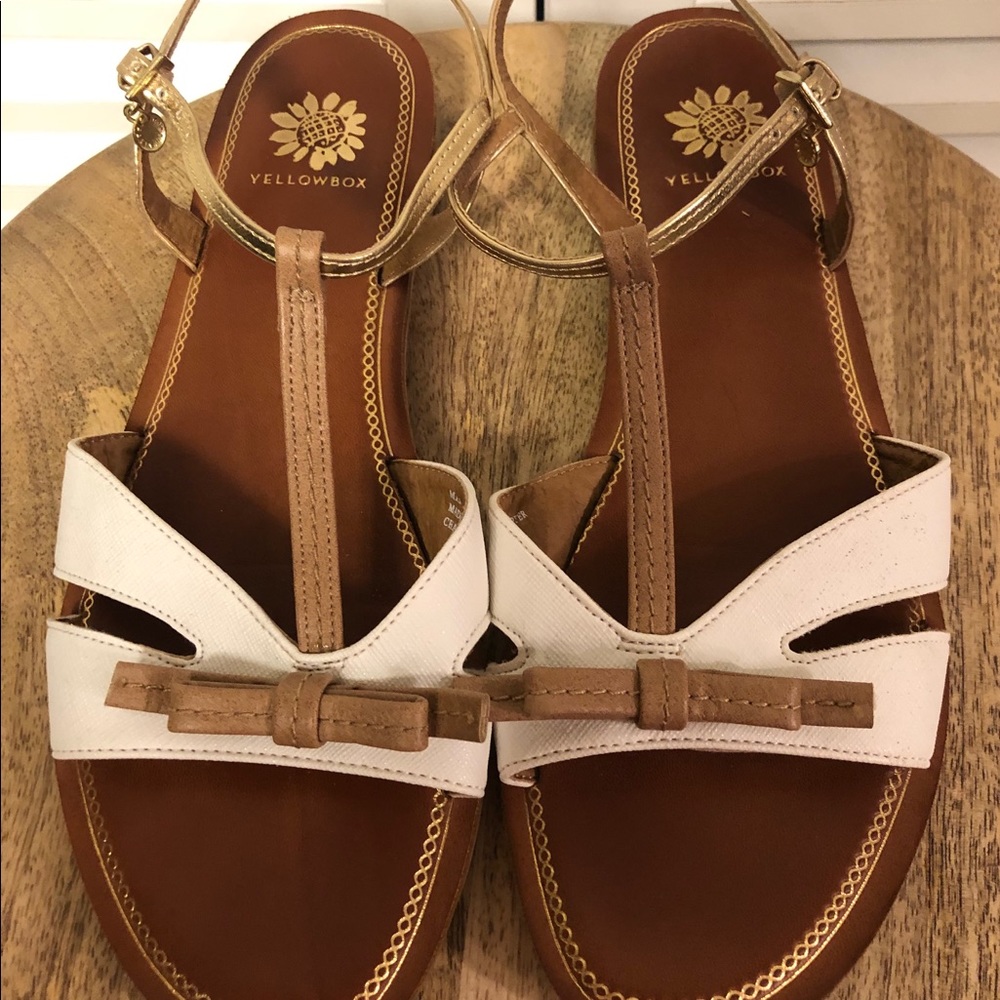 Yellow Box leather sandals, size 7.5